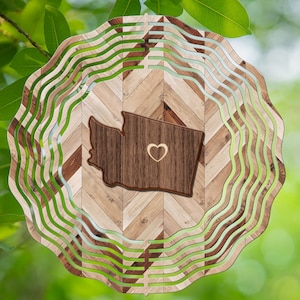 Washington Wood Grain Wind Spinner, Spinners de viento colgantes para exteriores, diseño de sublimación, descarga instantánea