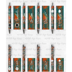 2023 Abschluss PNG Pen Wraps Teal und Orange Set 1,2023 Senior Pen Datei, Klasse von 2023 Mockup enthalten, Schulfarben, High School, College