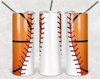 Baseball, Basketball, Schnürung, Multi-Sport, Sportler 20 oz Skinny Becher, Sublimation Design, digitaler Download PNG, Instant DIGITAL ONLY