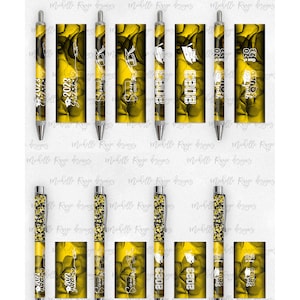 2023 Graduation PNG Pen Wraps Gelb und Schwarz Set 2,2023 Senior Pen-Datei, Klasse von 2023 Mockup enthalten, Schulfarben, High School, College