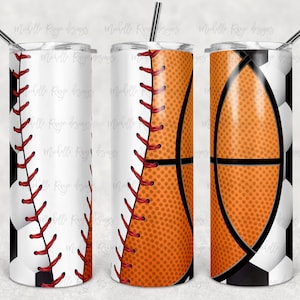 Baloncesto, Fútbol, Béisbol, Deportes, Regalo Deportivo, Sublimación, Vasos Flacos, Vaso de 20 oz, Descarga Digital Instantánea