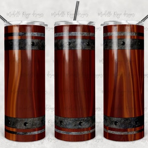 Dark Wood, Wooden Barrel, Whiskey Barrel, Alcohol Ink, Sublimation, 20 oz. Skinny Tumblers, Instant Digital Download, PNG