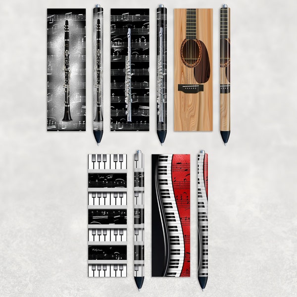Music Pen Wraps, Musical Instruments, Sublimation Pen Designs, Instant Digital Download, Mockup Included