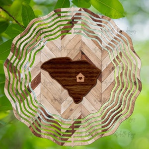 Spinner de viento de grano de madera de Carolina del Sur, Spinners de viento colgantes para exteriores, diseño de sublimación, descarga instantánea