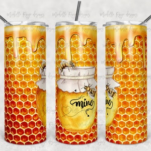 Bee Mine Valentine, Bee Hive, Pot met honing, Bijen, 20 oz Skinny Tumbler, Sublimatie Wrap Design, Digitale Download PNG, Instant DIGITAL ALLEEN