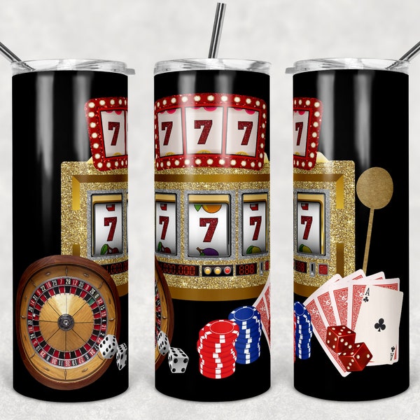 Casino Slot Machine, Poker, Roulette, Las Vegas, Skinny Tumblers, 20 oz Tumbler, Instant Download