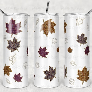 Glitter herfstbladeren, herfstbladeren, gouden glitter, sublimatie, 20 oz. Magere bekers, Instant Digitale Download