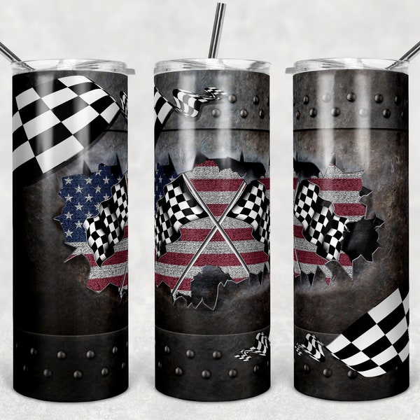 Racing Flag American Flag  sublimation for skinny tumbler, instant download