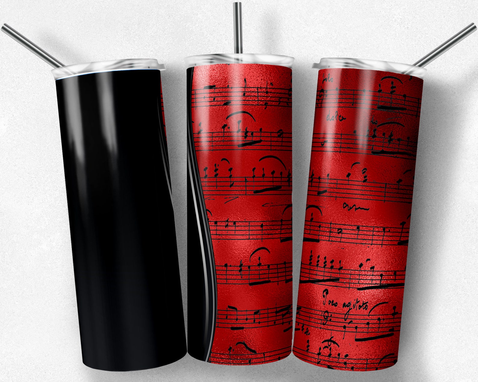 Music Notes Sublimation PNG Wrap, Sheet Music Tumbler Design, Music ...