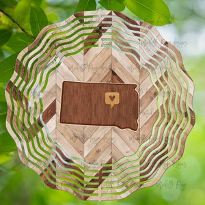 Spinner de viento de grano de madera de Dakota del Sur, Spinners de viento colgantes para exteriores, diseño de sublimación, descarga instantánea