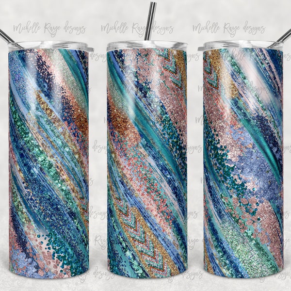 Boho Blush and Teal Milky Way, Sublimation, Skinny Tumblers, 20 oz Tumbler, Instant Digital Download, PNG