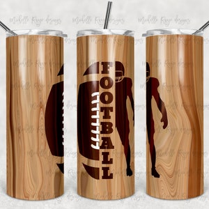 Fútbol, Jugador de fútbol, Grano de madera, Sublimación, Vaso flaco de 20 oz, Descarga digital instantánea