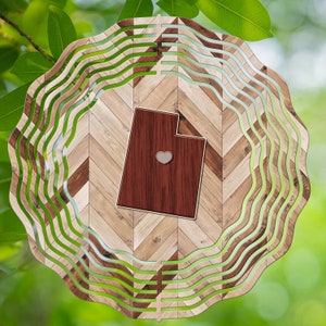 Utah Wood Grain Wind Spinner, Spinners de viento colgantes para exteriores, diseño de sublimación, descarga instantánea