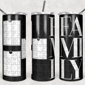 Picture Puzzles, Family,  20 oz Skinny Tumbler, Sublimation Design, Digital Download PNG, Instant DIGITAL ONLY