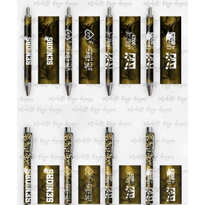 2023 Abschluss PNG Pen Wraps, 2023 Senior Pen Datei, Klasse von 2023, Mockup enthalten, Schulfarben, Schwarz Gold Set 4, High School, College