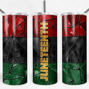 Vertical Juneteenth Stained Glass, Skinny Tumblers, 20 oz Tumbler design, Instant Download, Tropical Stained Glass