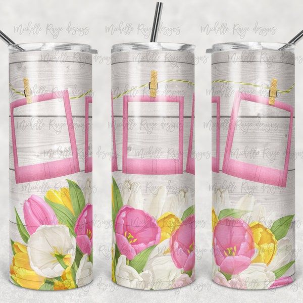 Tulip Flowers, Pictures, Picture Wire, Mothers Day, 20 oz Skinny Tumbler, Sublimation Design, Digital Download PNG, Instant DIGITAL ONLY