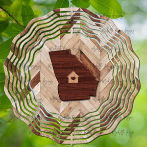 Georgia Wood Grain Wind Spinner, Spinners de viento colgantes para exteriores, diseño de sublimación, descarga instantánea
