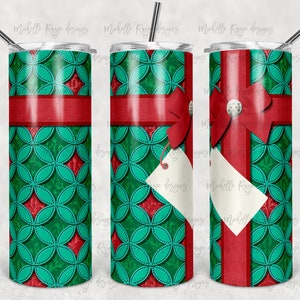 Red and Green Velvet Christmas Quilt, Sewing, Crafter, Sublimation Design, 20 oz. Skinny Tumblers, Instant Digital Download