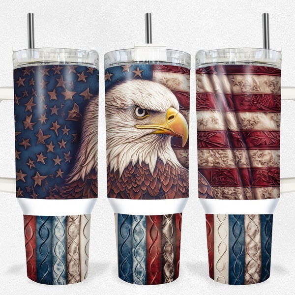 Bald Eagle on American Flag  40 Ounce Tumbler Wrap, Patriotic tumbler wrap, 40 ounce wrap, Sublimation,  Instant Digital Download, PNG
