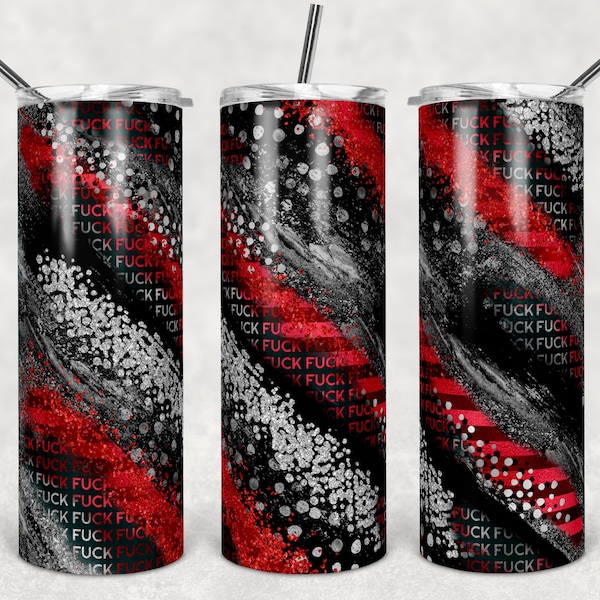 F Bomb Red Black and Silver Glitter Milky Way, 18+, Adult, Skinny Tumblers, 20 oz Tumbler, Instant Download, PNG