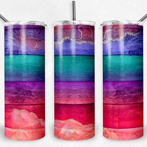 Bright Rainbow Wood Blank, envoltura PNG, diseño de grano de madera, archivo de vaso de sublimación, diseño de vaso de 20 oz, descarga digital, maqueta incluida