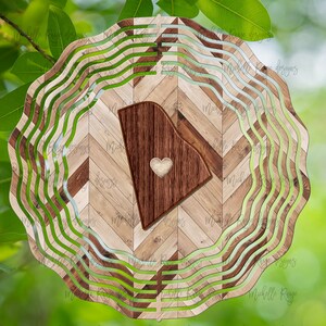 Rhode Island Wood Grain Wind Spinner, Spinners de viento colgantes para exteriores, diseño de sublimación, descarga instantánea