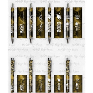 2023 Abschluss PNG Pen Wraps, 2023 Senior Pen Datei, Klasse von 2023, Mockup enthalten, Schulfarben, Schwarz Gold Set 2, High School, College