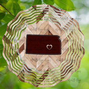 Kansas Wood Grain Wind Spinner, Spinners de viento colgantes para exteriores, diseño de sublimación, descarga instantánea
