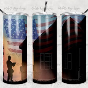 Meter Man, amerikanische Flagge, Sonnenuntergang, 20 Unzen Skinny Tumbler, Sublimation, sofortiger digitaler Download, PNG