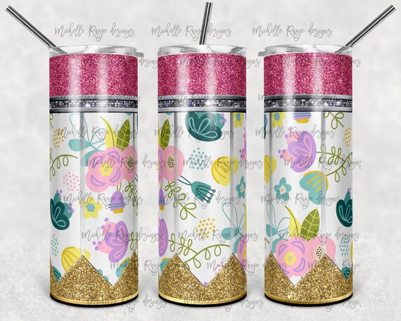 Teacher Pencil Flowers Small Glitter 20 Oz Skinny Tumbler - Etsy