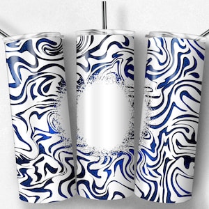 Royal Blue Agate Marble Swirl met blanco, magere bekers, 20 oz tuimelaar, Instant Download, PNG