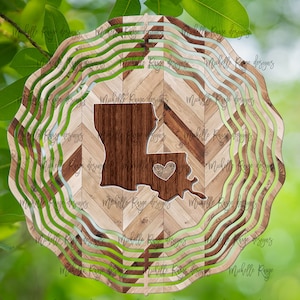 Louisiana Wood Grain Wind Spinner, Spinners de viento colgantes para exteriores, diseño de sublimación, descarga instantánea