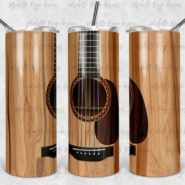 Acoustic Guitar PNG Sublimation Tumbler file,  20oz Tumbler Design,  Guitar Full Tumbler Wrap,  Instant Download, Music teacher PNG  JPEG