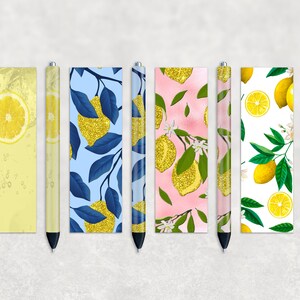 Lemons Pen Wrap Set, Spring and Summer Pens, Sublimation Pen Designs, Instant Digital Download, Mockup Included