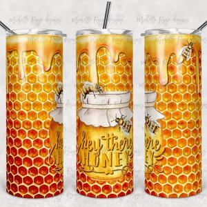 Hey There Honey, Bee Hive, Pot met honing, Bijen, 20 oz Skinny Tumbler, Sublimatie Design, Digitale Download PNG, Instant DIGITAL ALLEEN