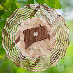 Connecticut Wood Grain Wind Spinner, Spinners de viento colgantes para exteriores, diseño de sublimación, descarga instantánea