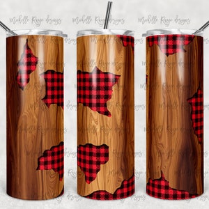 Buffalo Plaid houtnerf kiekeboe, sublimatie, 20 oz. Magere bekers, Instant Digitale Download, PNG