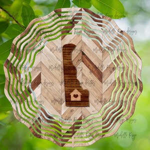 Delaware Wood Grain Wind Spinner, Spinners de viento colgantes para exteriores, diseño de sublimación, descarga instantánea