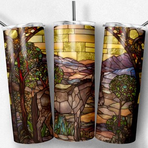 Glasmalerei Esel Sublimationsbecher PNG Wrap, Glasmalerei, Huhn 20 Unze Skinny Tumbler, Maultier, sofortiger digitaler Download PNG
