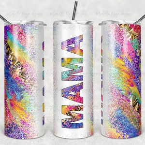 Rainbow Strokes Milky Way Mama, Printable Sublimation Designs, 20 oz Skinny Tumbler, Instant Digital Download