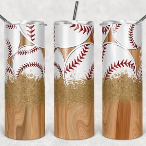 Béisbol y suciedad en grano de madera, vasos flacos, vaso de 20 oz, descarga instantánea, PNG