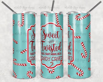 Candy Cane, Label, Zoet maar Twisted, Sublimatie, 20 oz Skinny Tumbler, Instant Digitale Download, PNG