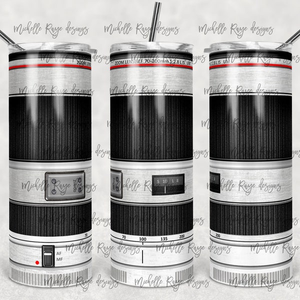 Silver, Camera, Lens, Photography, Sublimation, 20 oz. Skinny Tumblers, Instant Digital Download, PNG