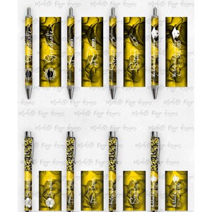 2023 Graduation PNG Pen Wraps Gelb und Schwarz Set 1,2023 Senior Pen-Datei, Klasse von 2023 Mockup enthalten, Schulfarben, High School, College