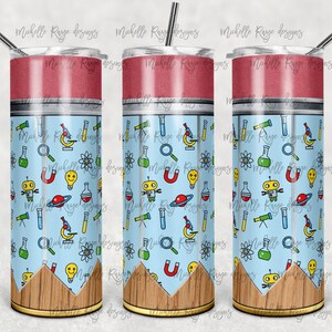 Teacher, Men&#39;s Pencil Science, 20 oz Skinny Tumbler, Sublimation Design, Digital Download PNG, Instant DIGITAL ONLY