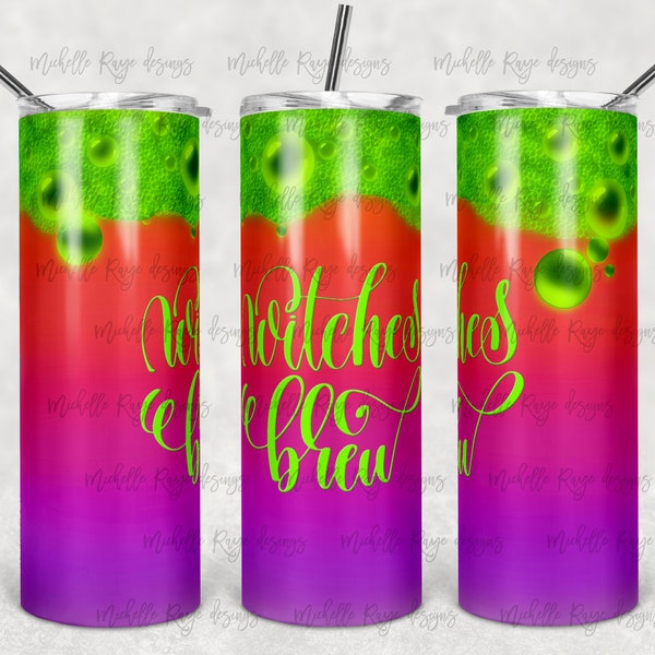 Bright Witches Brew, Green Glowing Potion, Halloween, Sublimation, 20 oz Skinny Tumbler, Instant Digital Download
