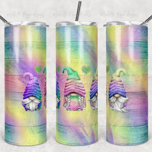 Lentekabouters op pastel regenboog houtnerf, sublimatie, 20 oz. Magere bekers, Instant Digitale Download
