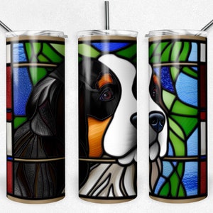 Berner Sennenhund Buntglas PNG Wrap, Hund Sublimation Becher Datei, 20 Unzen Becher Design, digitaler Download, Mosaik, PNG Hund Mama Jpeg