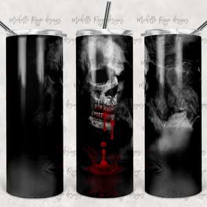 Skull Dripping Blood, Halloween, Sublimation, Skinny Tumblers, 20 oz Tumbler, Instant Download, PNG